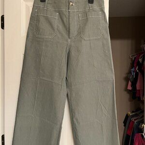 NWOT Anthro Maeve cropped wide-leg holly green 30P pants